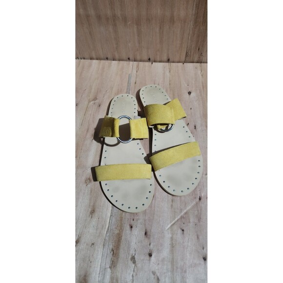 Top Shop Mustard Suede Leather Sandal Size 40 US Size 9 In EUC - Picture 1 of 4
